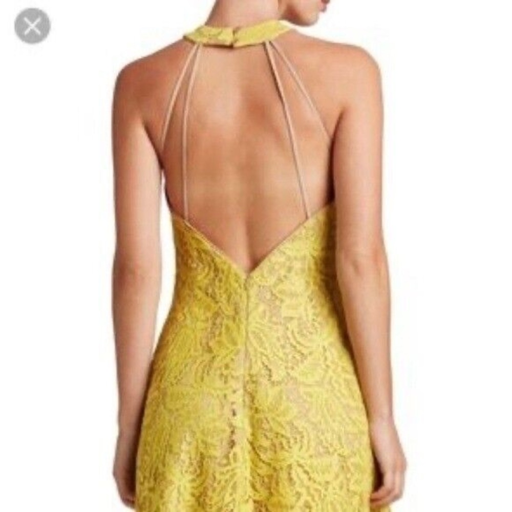 Dress The Population Angie Yellow Lace Halter Mini Dress‎